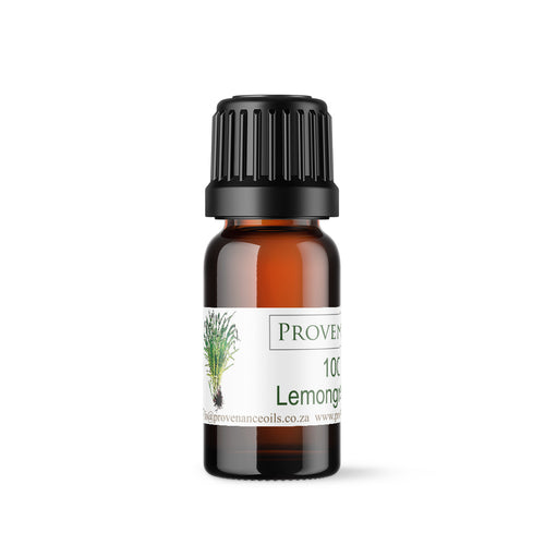 Essential oil in small, amber glass bottle with black screw-top lid.