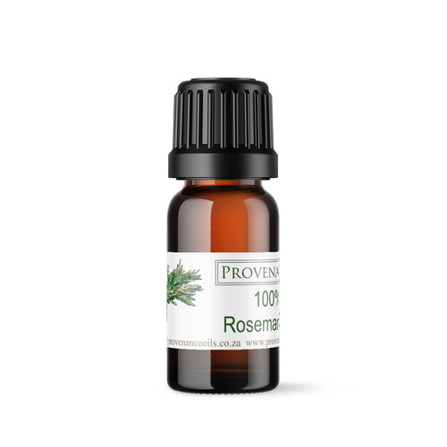 Essential oil in small, amber glass bottle with black screw-top lid.