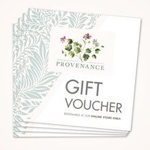 Load image into Gallery viewer, Stack of four generic Provenance gift vouchers.
